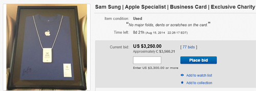Thẻ nhân viên Apple được đấu giá trên eBay